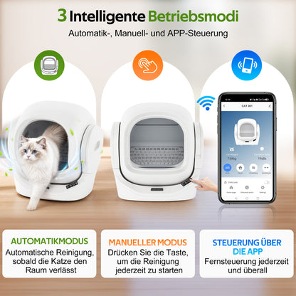 Selbstreinigende Katzentoilette mit App-Steuerung